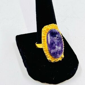 Gold Plated Natural Purple Oval Stone Women’s Size 9 Ring NWOT